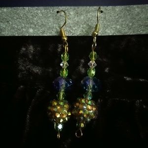 Green Earrings Beaded Fabulous Hand Crafted SALE!